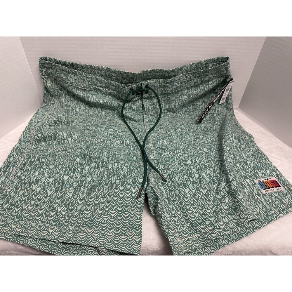 DEUS Nihon Wave Boardshorts  Green Deep Sea Sz 36 NWT. Retail $58.99